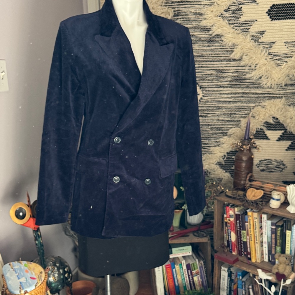 GAP Deep Blue Corduroy Double Breasted Pea Coat 12L